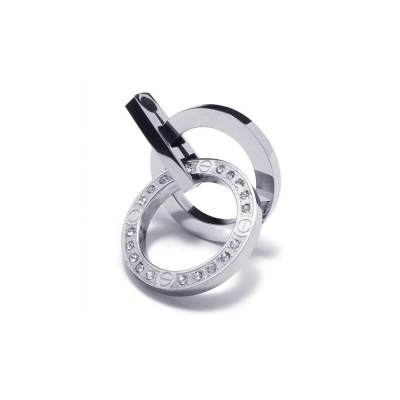 Men's Silver Pure Titanium Rings Pendant Necklace (New) Men's Silver Pure Titanium Rings Pendant Necklace (New)