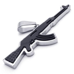 Mens Golden Pure Titanium Ak47 Rifle Pendant Necklace