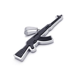Mens Golden Pure Titanium Ak47 Rifle Pendant Necklace
