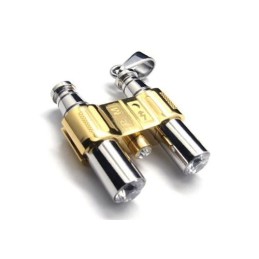 Golden Silver Pure Titanium Binocle Pendant Necklace