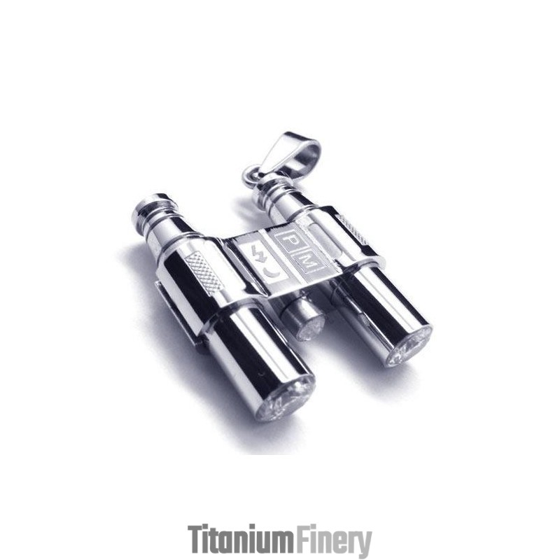 Men's Silver Pure Titanium Telescope Pendant Necklace