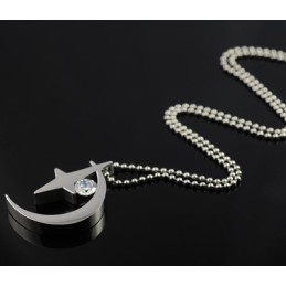 Moon And Star With Zircon Titanium Necklace Pendant