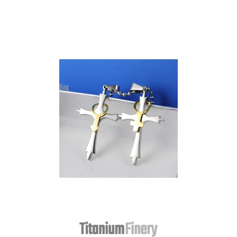 Male And Female Symbols Titanium Cross Necklace Pendant For Men And Women