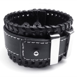 Deft Design Delicate Colors Excellent Quality Titanium Leather Bangle