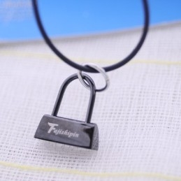 Fashion Black Lock With Bible Verse And Cross Titanium Necklace Pendant