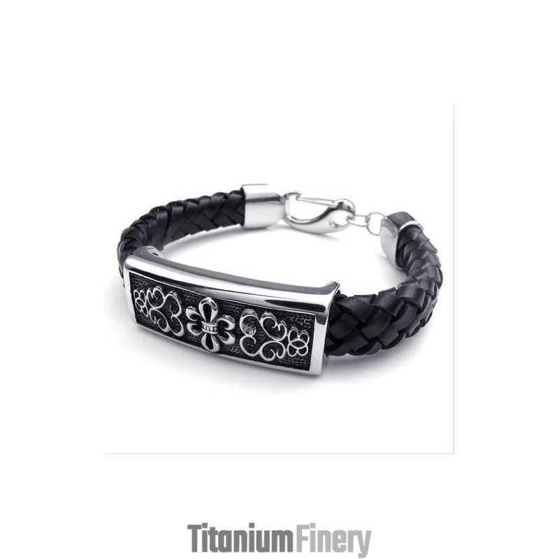 Fashionable Patterns Delicate Colors Excellent Quality Titanium Leather Bracelet