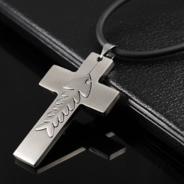 Fashion Fish Bone Titanium Cross Necklace Pendant
