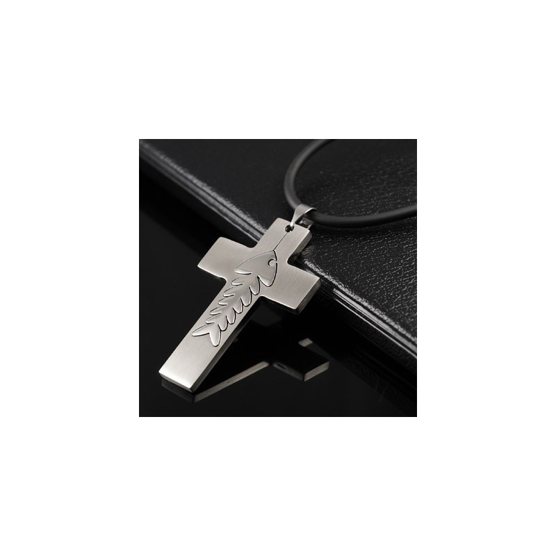 Fashion Fish Bone Titanium Cross Necklace Pendant Fashion Fish Bone Titanium Cross Necklace Pendant
