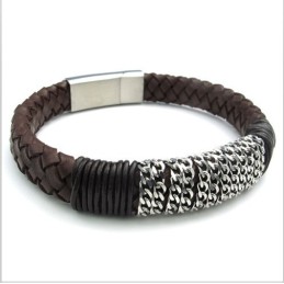 Deft Design Delicate Colors Reliable Quality Titanium Leather Bracelet