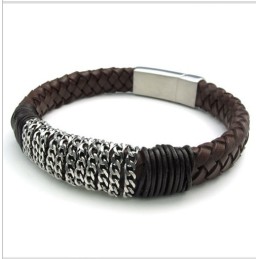 Deft Design Delicate Colors Reliable Quality Titanium Leather Bracelet