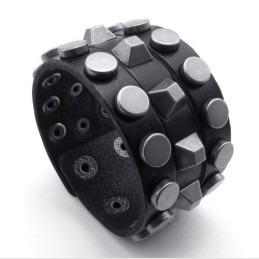 Modern Design Delicate Colors Excellent Quality Titanium Leather Bangle