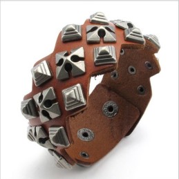 Modern Design Delicate Colors Excellent Quality Titanium Leather Bangle