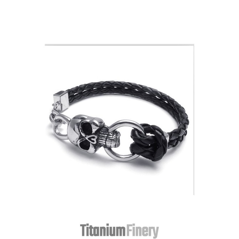 Deft Design Delicate Colors Stable Quality Titanium Leather Bracelet