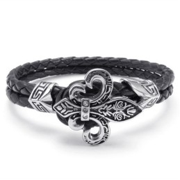 Deft Design Delicate Colors Excellent Quality Titanium Leather Bracelet