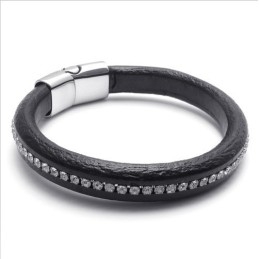 Deft Design Delicate Colors Stable Quality Titanium Leather Bracelet