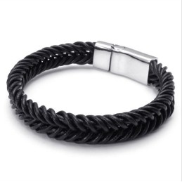 Deft Design Delicate Colors Stable Quality Titanium Leather Bracelet