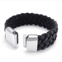 Deft Design Delicate Colors Stable Quality Titanium Leather Bracelet