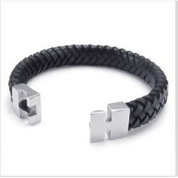 Deft Design Delicate Colors Stable Quality Titanium Leather Bracelet