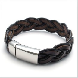 Deft Design Delicate Colors Stable Quality Titanium Leather Bracelet