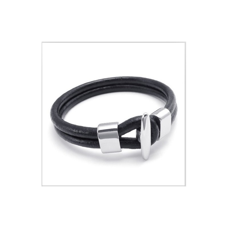 Deft Design Delicate Colors Stable Quality Titanium Leather Bracelet