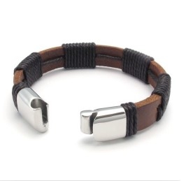 Deft Design Beautiful In Colors Reliable Quality Titanium Leather Bangle