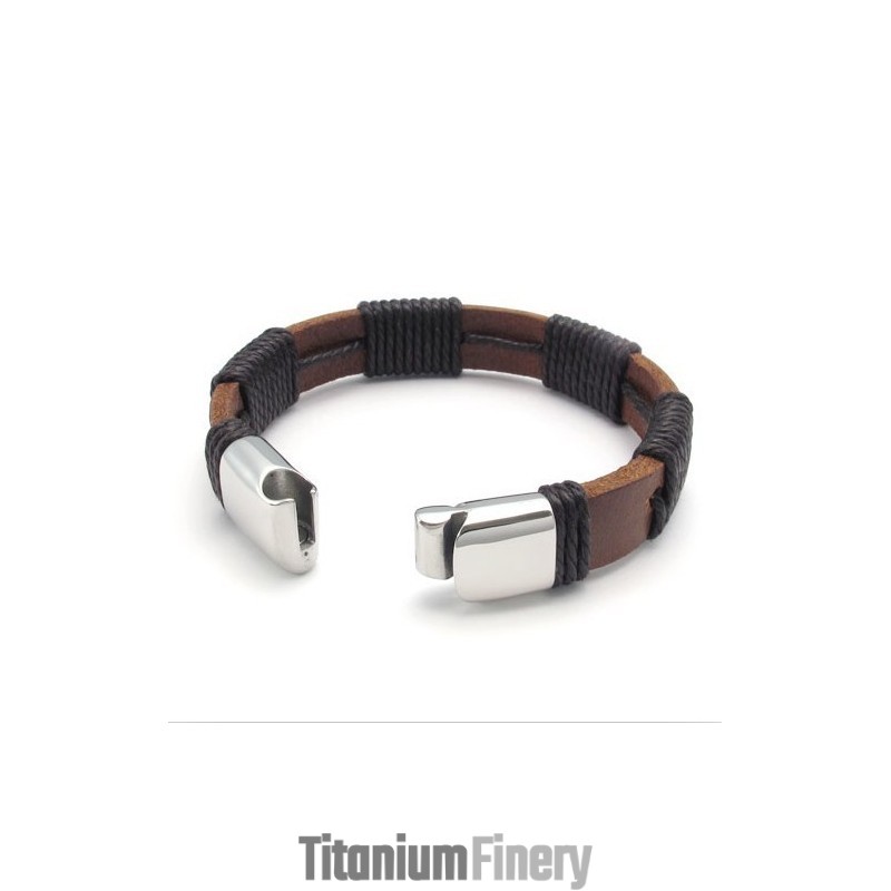 Deft Design Beautiful In Colors Reliable Quality Titanium Leather Bangle