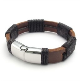 Deft Design Beautiful In Colors Reliable Quality Titanium Leather Bangle