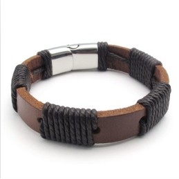 Deft Design Beautiful In Colors Reliable Quality Titanium Leather Bangle