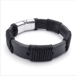 Deft Design Delicate Colors Reliable Quality Titanium Leather Bangle