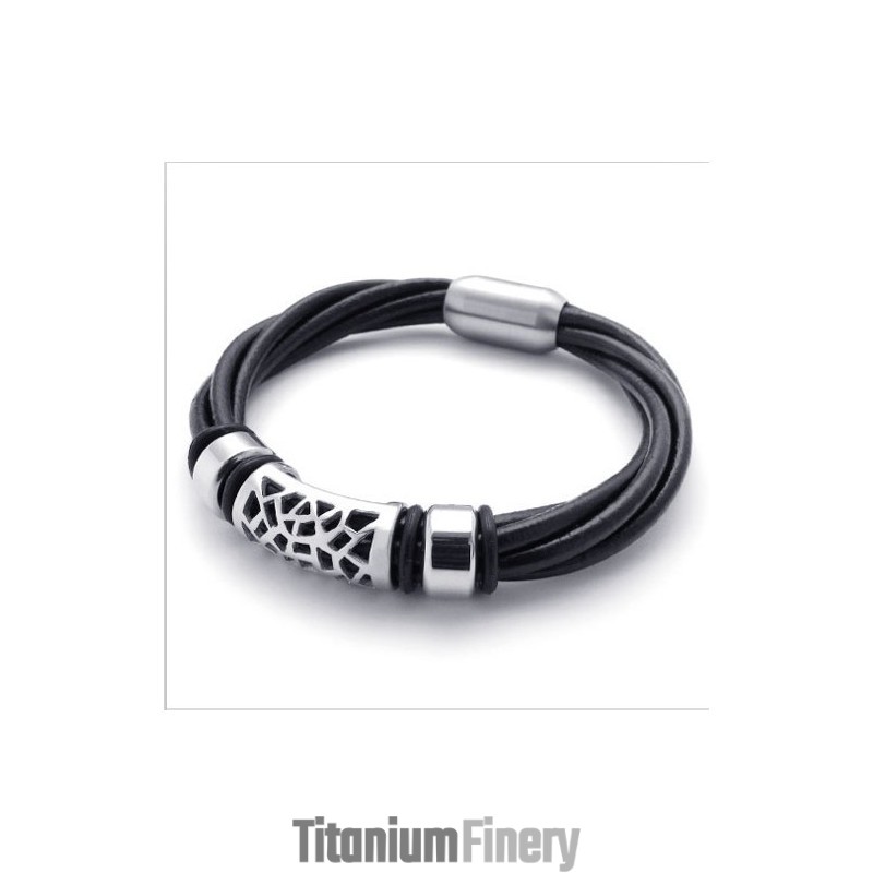Deft Design Delicate Colors Reliable Quality Titanium Leather Bracelet