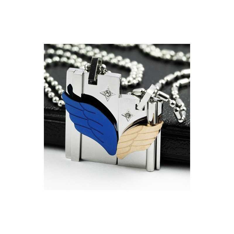 On Wings Of Angels Sweetheart Lovers Titanium Necklace Pendant On Wings Of Angels Sweetheart Lovers Titanium Necklace Pendant
