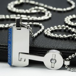 Lock And Key Sweetheart Lovers Titanium Necklace Pendant