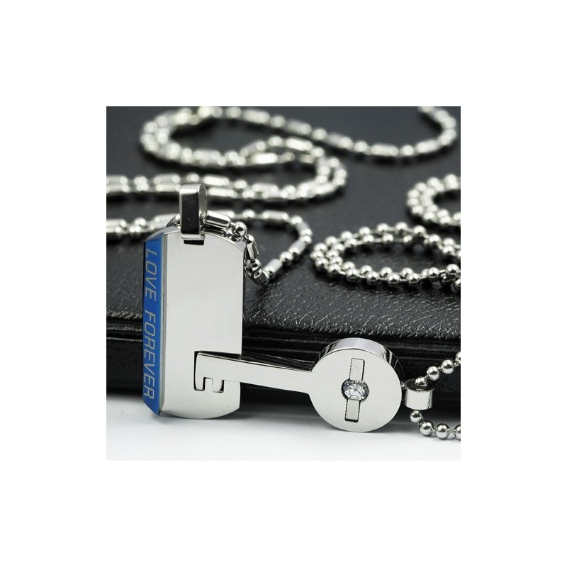 Lock And Key Sweetheart Lovers Titanium Necklace Pendant Lock And Key Sweetheart Lovers Titanium Necklace Pendant