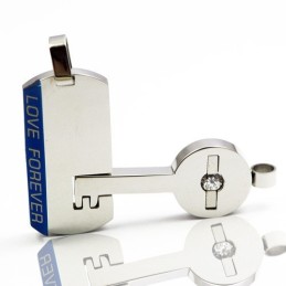 Lock And Key Sweetheart Lovers Titanium Necklace Pendant