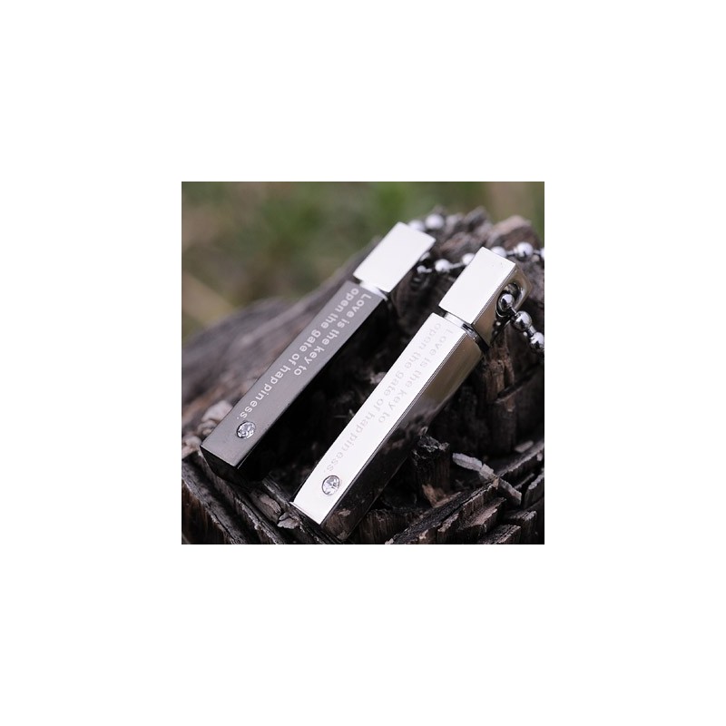 Fashion Cuboid Refined Sweetheart Lovers Titanium Necklace Pendants