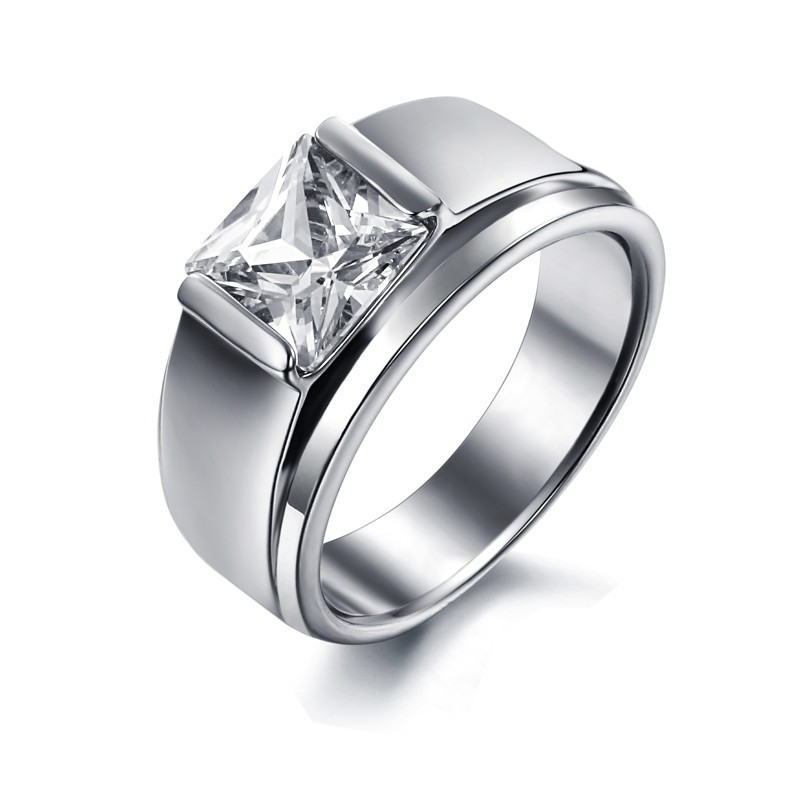 To Enjoy High Reputation At Home And Abroad Female Titanium Ring With Rhinestone