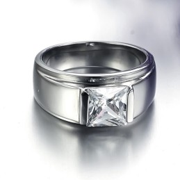 To Enjoy High Reputation At Home And Abroad Female Titanium Ring With Rhinestone