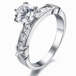 Quality And Quantity Assured Female Titanium Ring With Rhinestone