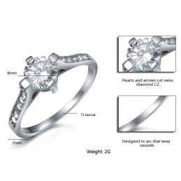 Durable In Use Female Titanium Ring With Rhinestone