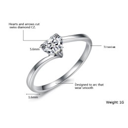 Excellent Quality Female Sweetheart Titanium Ring With Rhinestone
