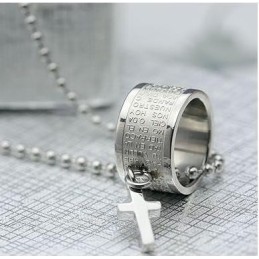 Fashion Gift Ring And Cross Titanium Necklace Pendant
