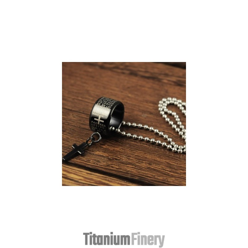 Fashion Gift Ring And Cross Black Titanium Necklace Pendant Fashion Gift Ring And Cross Black Titanium Necklace Pendant