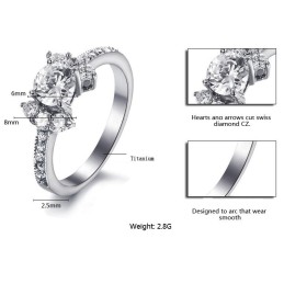 Wide Varieties Female Heart And Arrow Cut Titanium Ring With Rhinestone