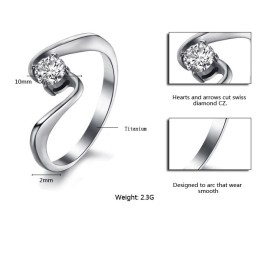 World-Wide Renown Female Titanium Ring With Rhinestone