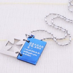 Romantic Love Letter Titanium Cross Necklace Pendant