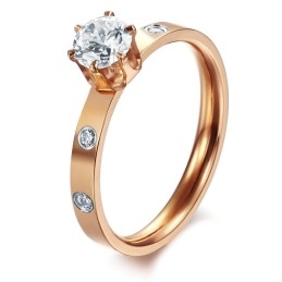 Quality And Quantity Assured Female Titanium Ring With Rhinestone