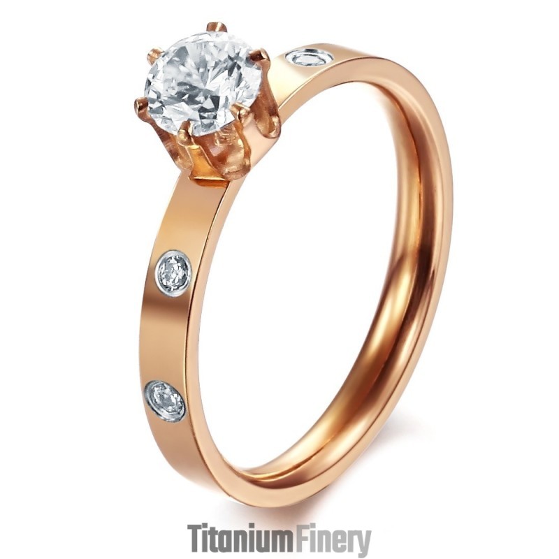 Quality And Quantity Assured Female Titanium Ring With Rhinestone