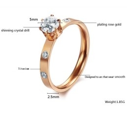 Quality And Quantity Assured Female Titanium Ring With Rhinestone