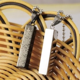 Fashion Cuboid Titanium Couples Necklace Pendant