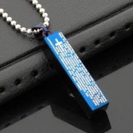 Fashion Cuboid Blue Mens Titanium Necklace Pendant
